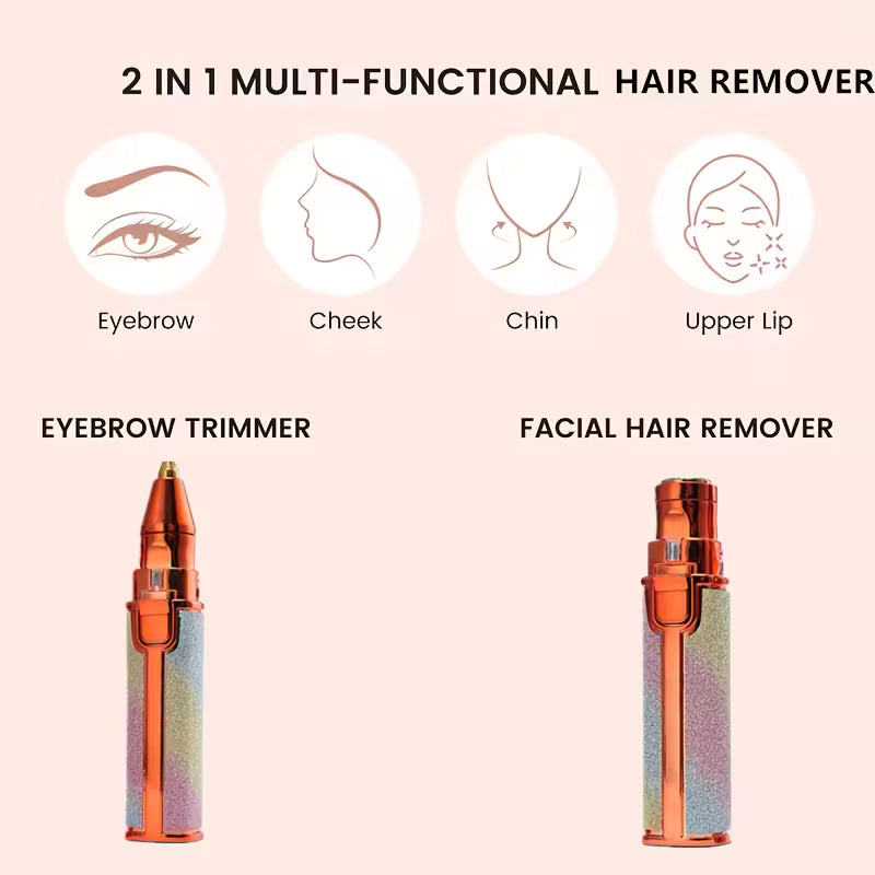 2-in-1 Eyebrow Trimmer & Facial Hair Remover – Precision Beauty Grooming Device for Women