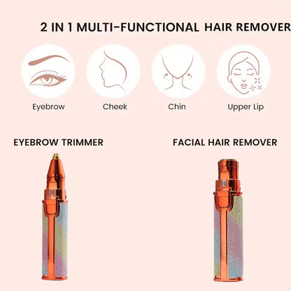 2-in-1 Eyebrow Trimmer & Facial Hair Remover – Precision Beauty Grooming Device for Women