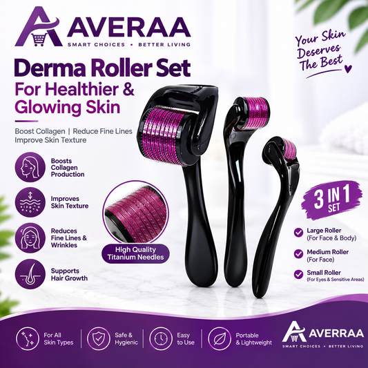 **Derma Roller Set 3-in-1 | Titanium Microneedle Skin Roller for Face & Body | Easy At-Home Skincare Tool**