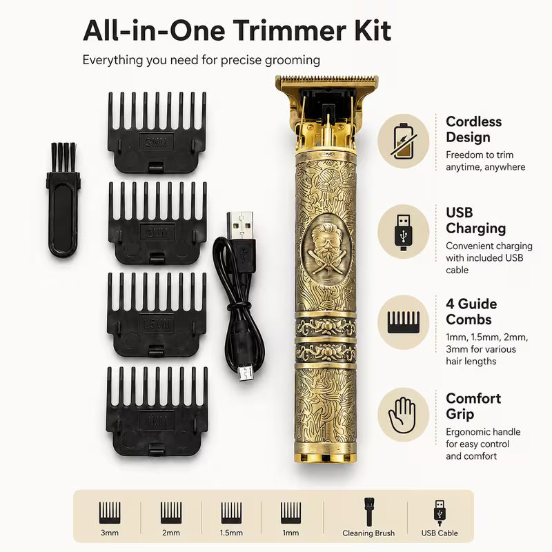 **Professional T9 Hair Trimmer – Cordless Electric Hair Clipper for Men, Beard & Hair Grooming**
