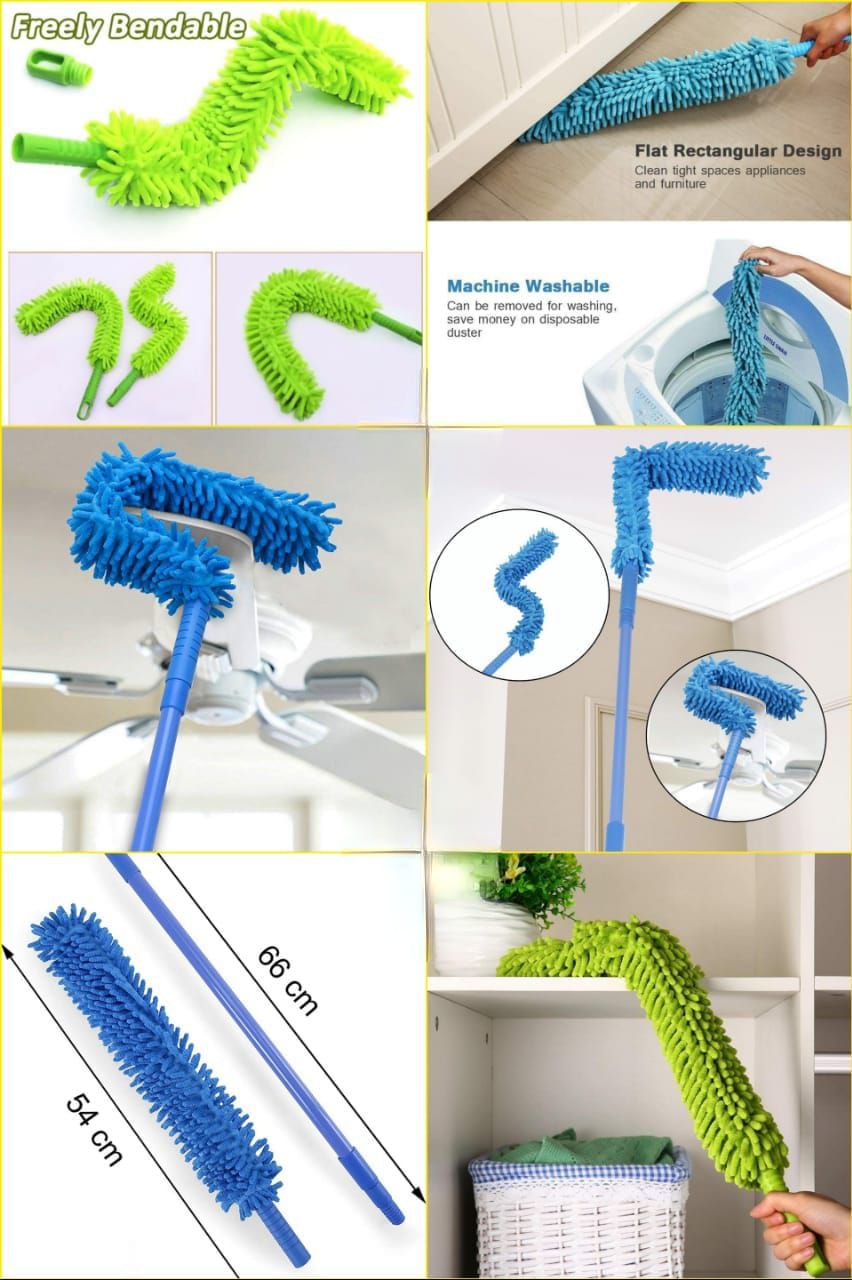**Flexible Microfiber Fan Duster | Bendable Dusting Brush for Ceiling Fans, Furniture, Blinds & Hard-to-Reach Areas**